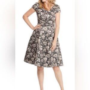 Gal Meets Glam Elle Brightex Duchess Fit And Flare Dress In Rose Vine, 8